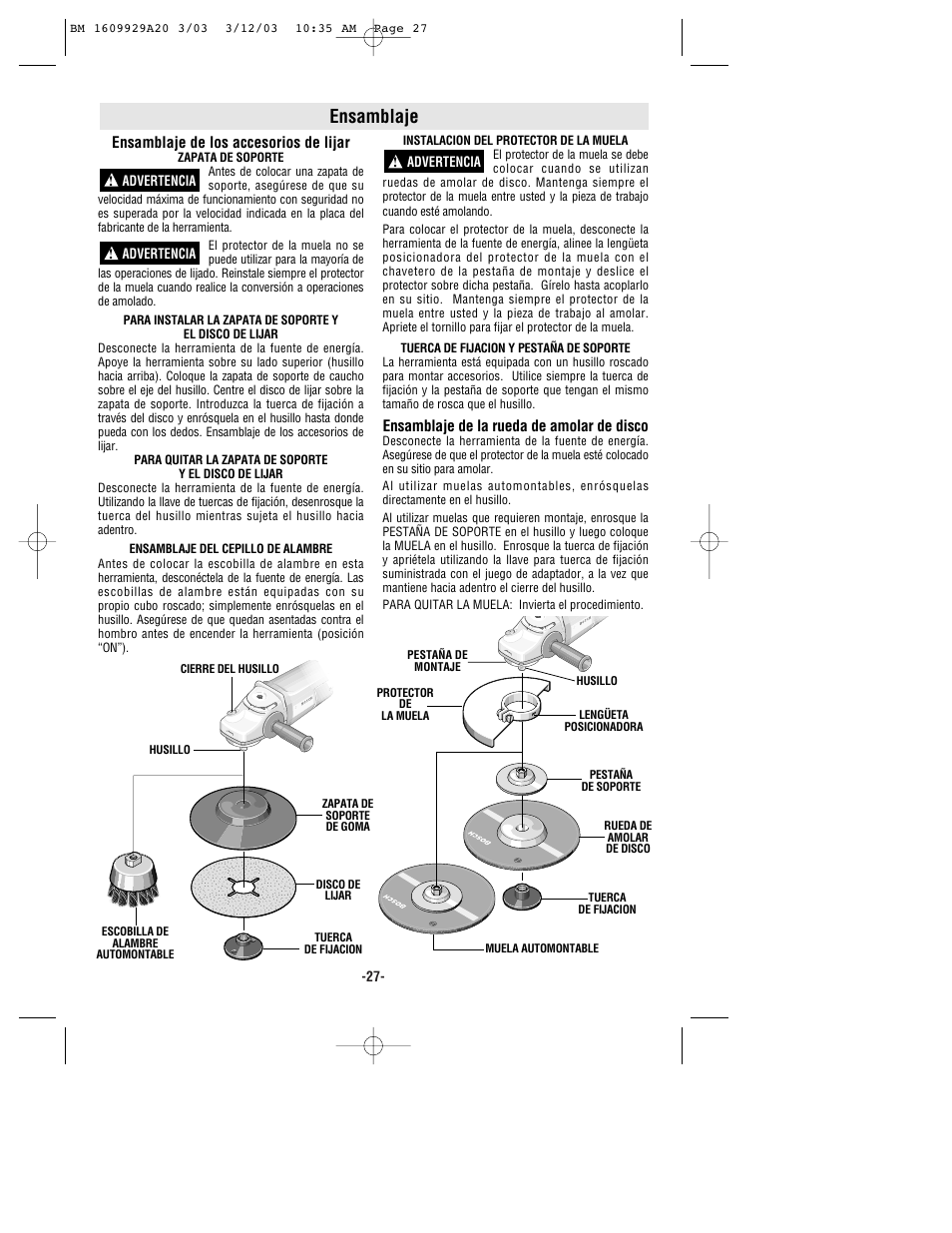 Ensamblaje | Bosch 1752 User Manual | Page 27 / 32