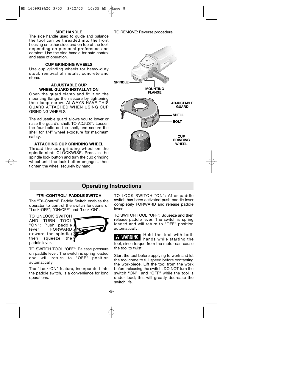 Operating instructions | Bosch 1752 User Manual | Page 8 / 32