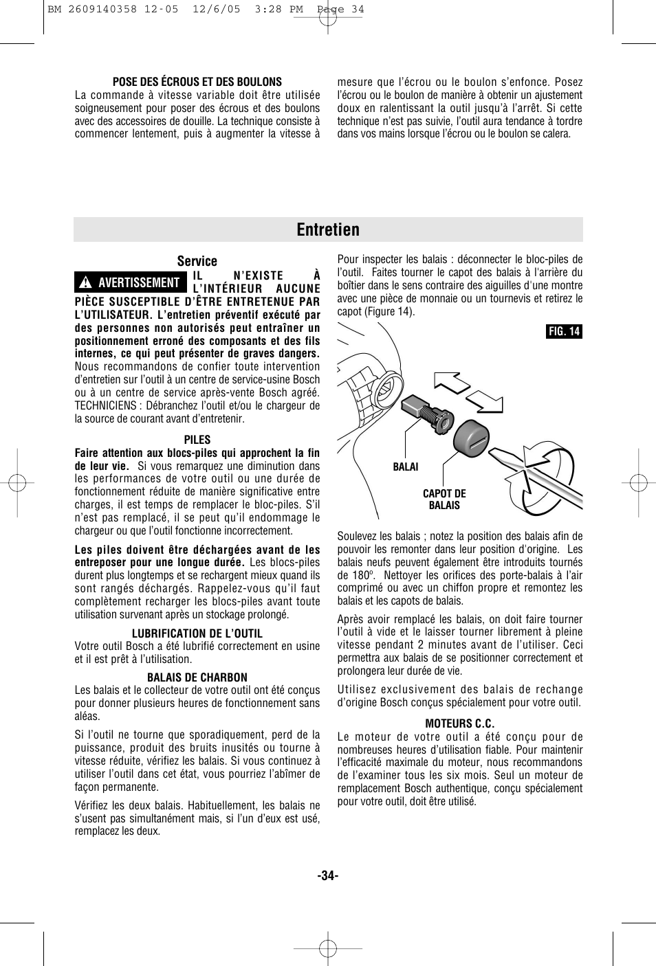 Entretien | Bosch 23618 User Manual | Page 34 / 56