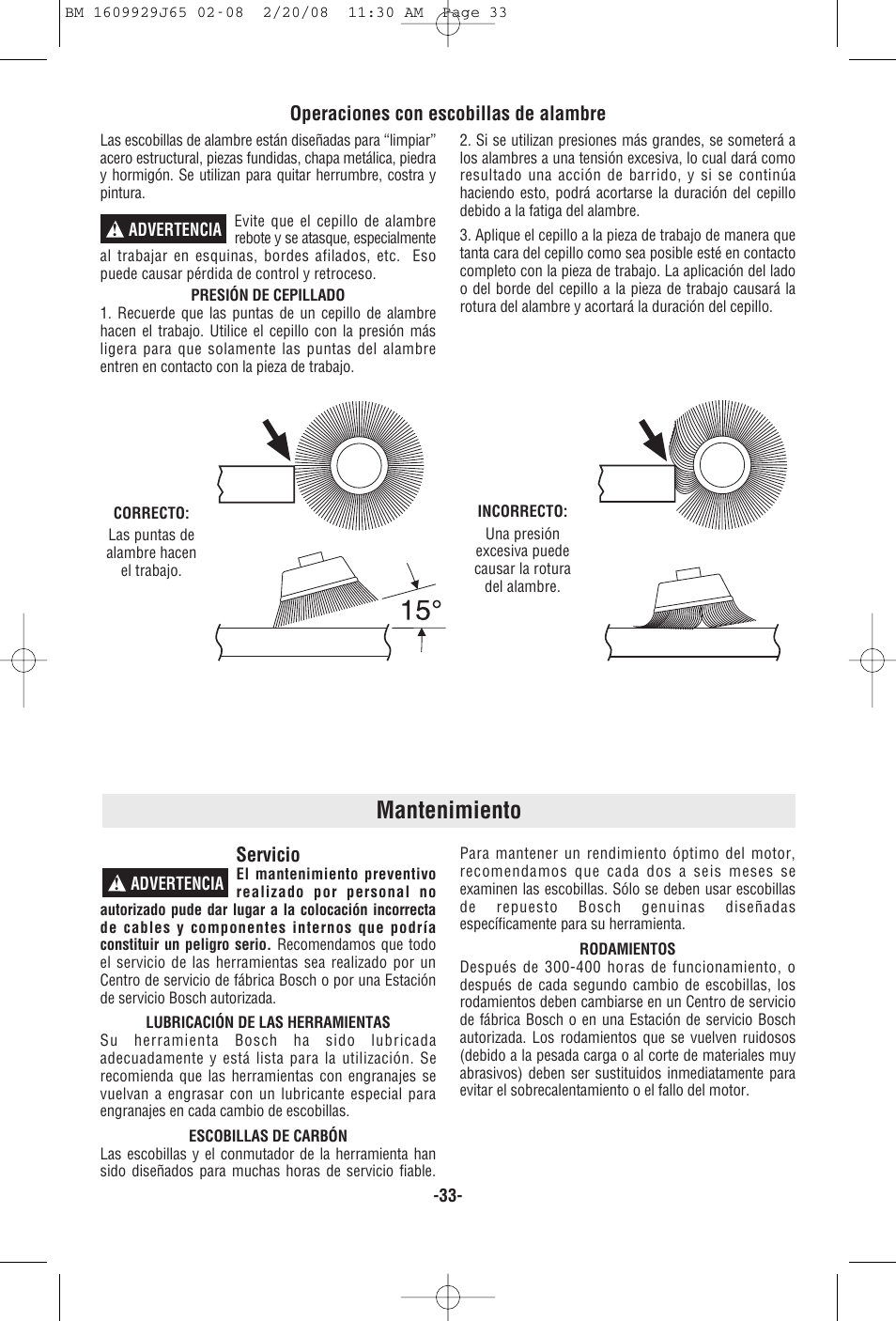 Mantenimiento | Bosch 1811PS User Manual | Page 33 / 36