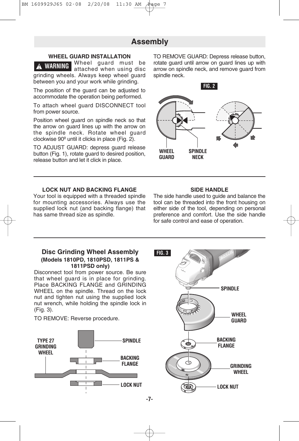 Assembly | Bosch 1811PS User Manual | Page 7 / 36
