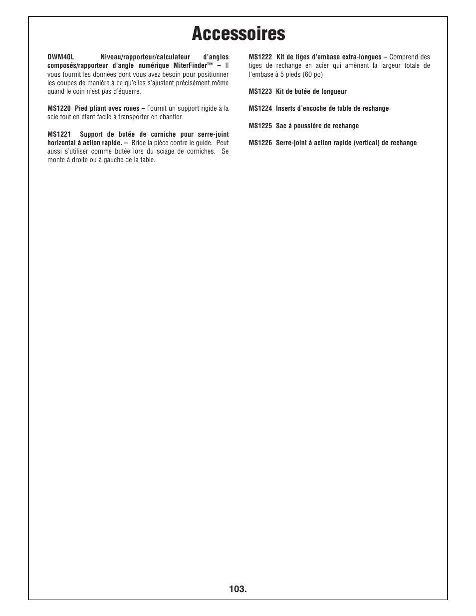 Accessoires | Bosch 4412 User Manual | Page 103 / 104