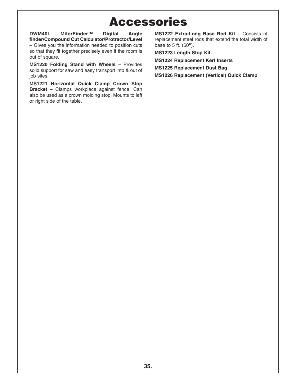 Accessories | Bosch 4412 User Manual | Page 35 / 104