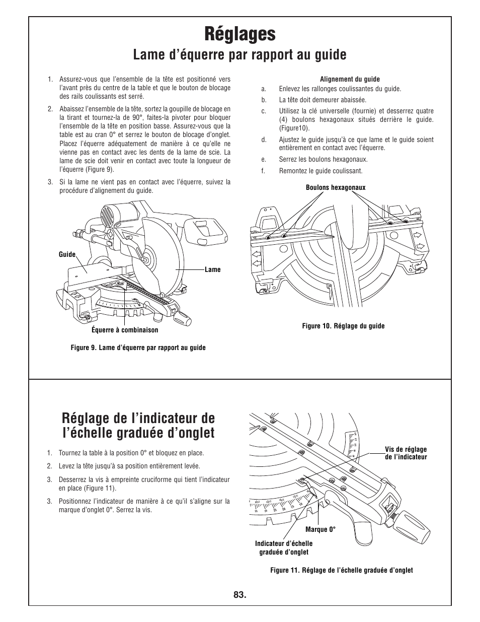 Réglages | Bosch 4412 User Manual | Page 83 / 104