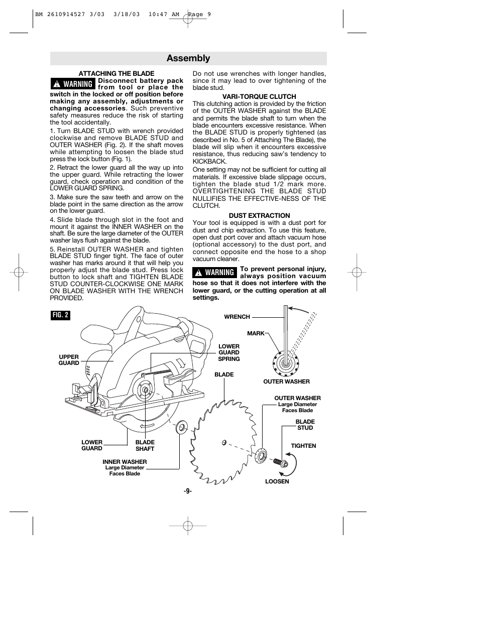 Assembly | Bosch 1662 User Manual | Page 9 / 44