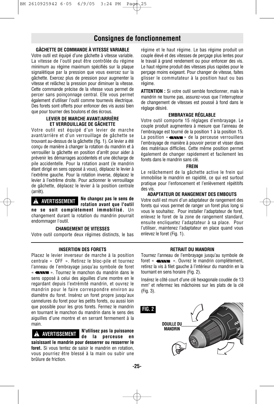 Consignes de fonctionnement | Bosch 33614 User Manual | Page 25 / 52