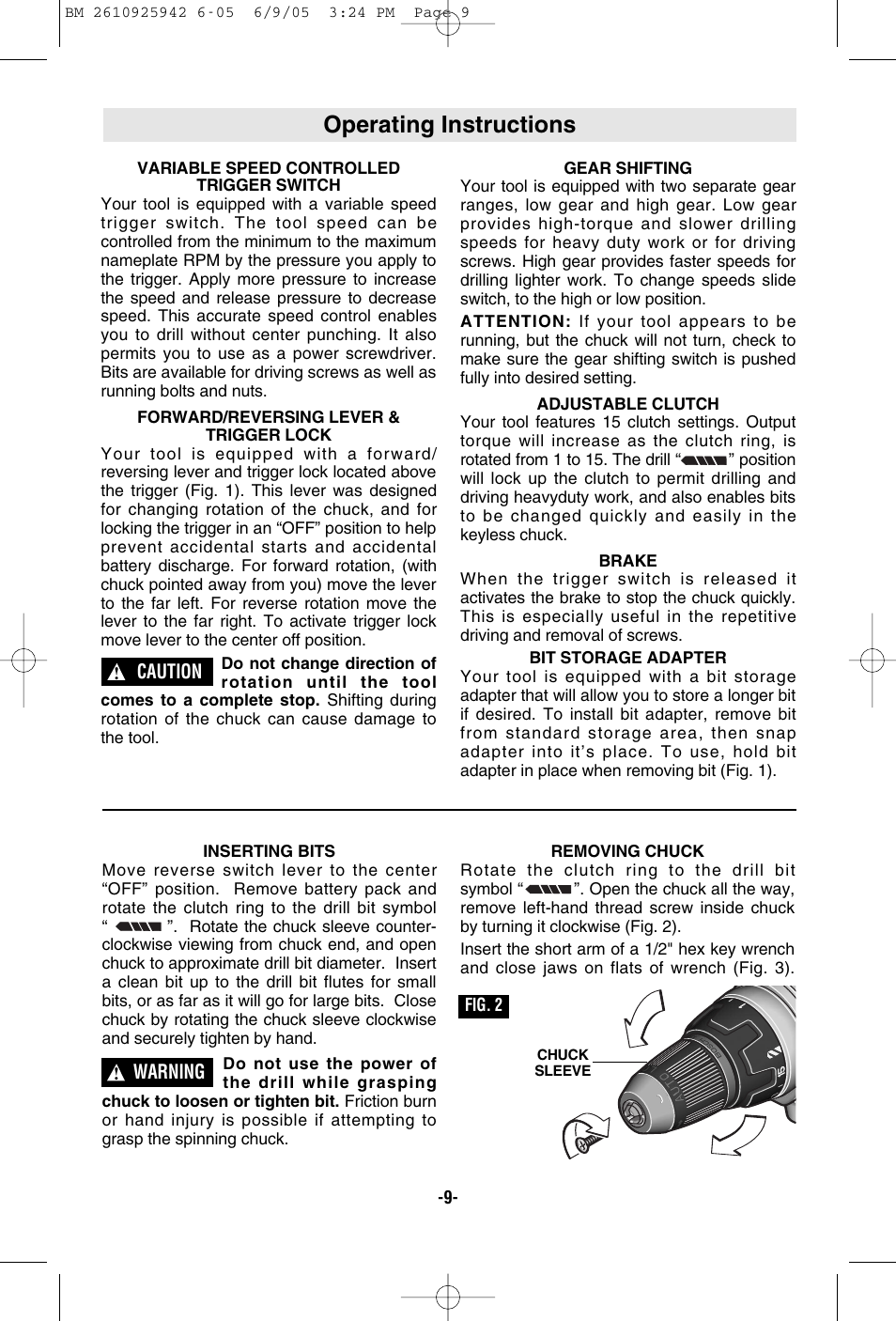 Operating instructions | Bosch 33614 User Manual | Page 9 / 52