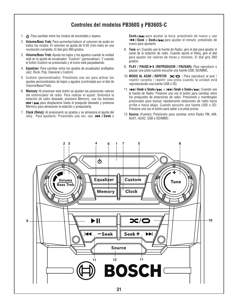 Bosch BOSCH PB360S User Manual | Page 31 / 40