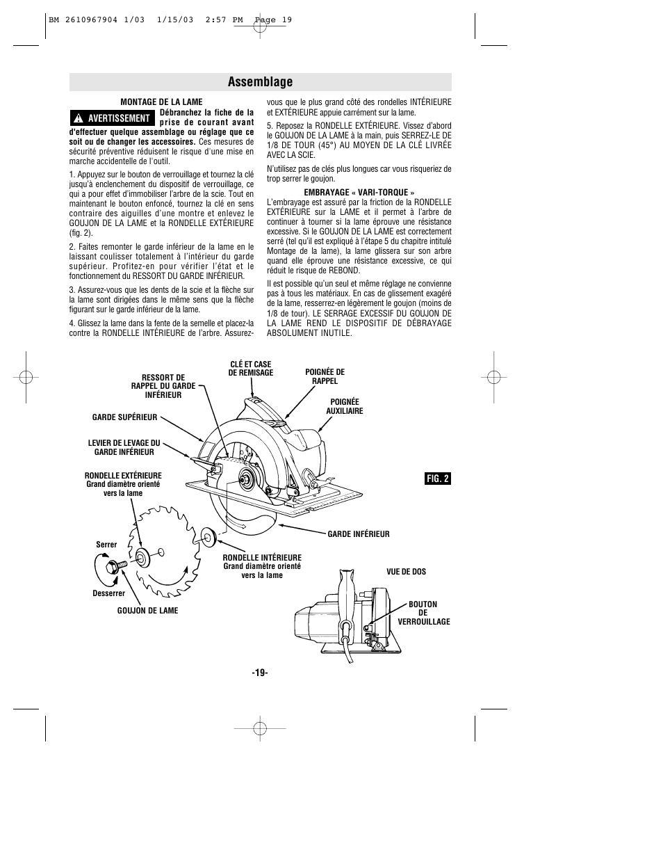 Assemblage | Bosch 1655 User Manual | Page 19 / 36