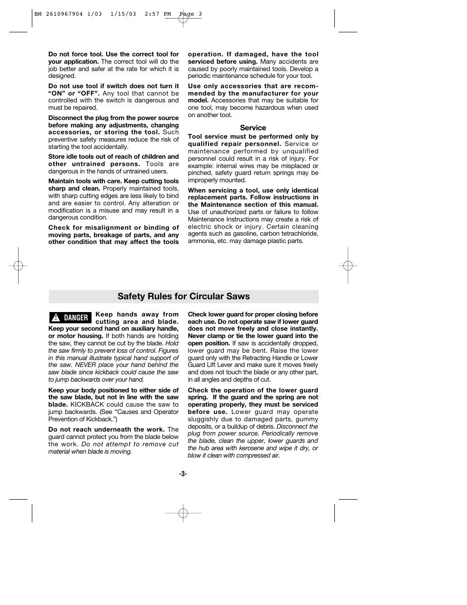 Safety rules for circular saws | Bosch 1655 User Manual | Page 3 / 36
