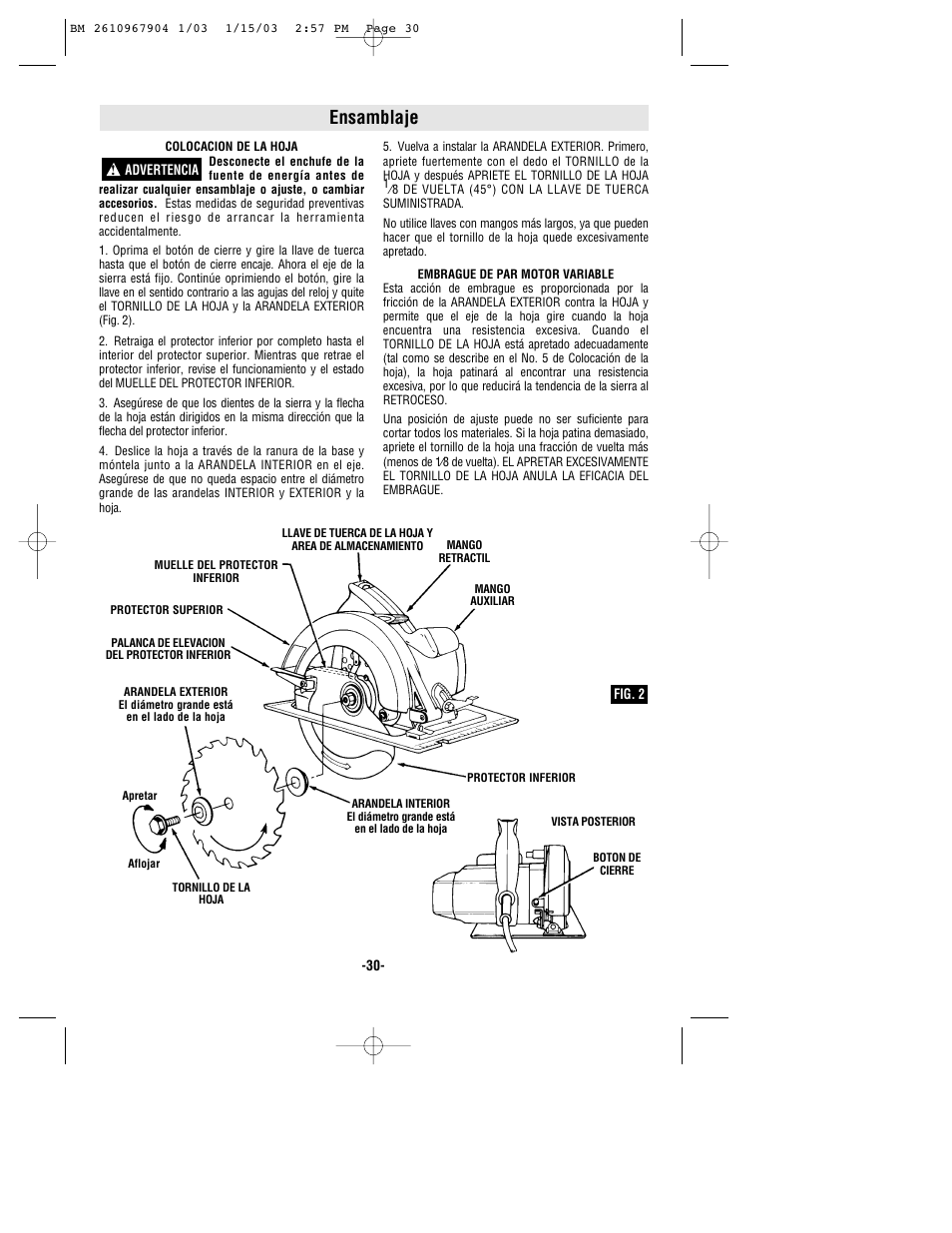 Ensamblaje | Bosch 1655 User Manual | Page 30 / 36