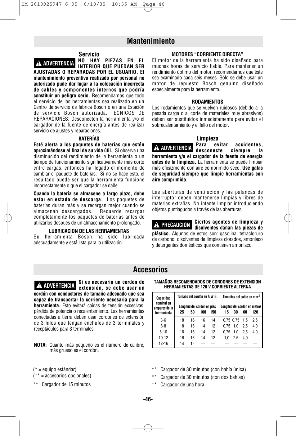 Mantenimiento accesorios, Servicio, Limpieza | Bosch 1645-24 User Manual | Page 46 / 48