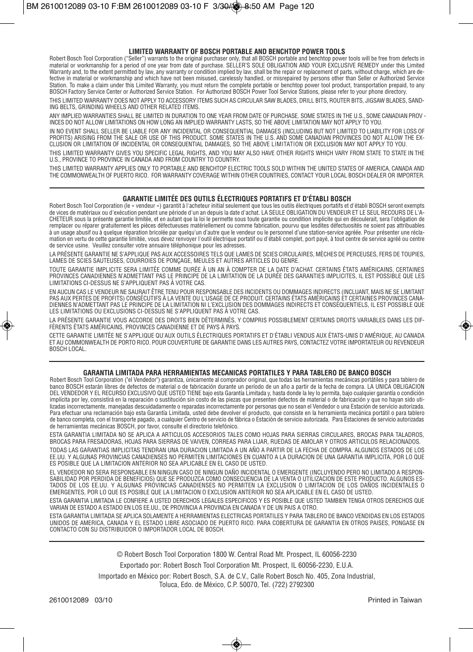Bosch 4310 User Manual | Page 120 / 120