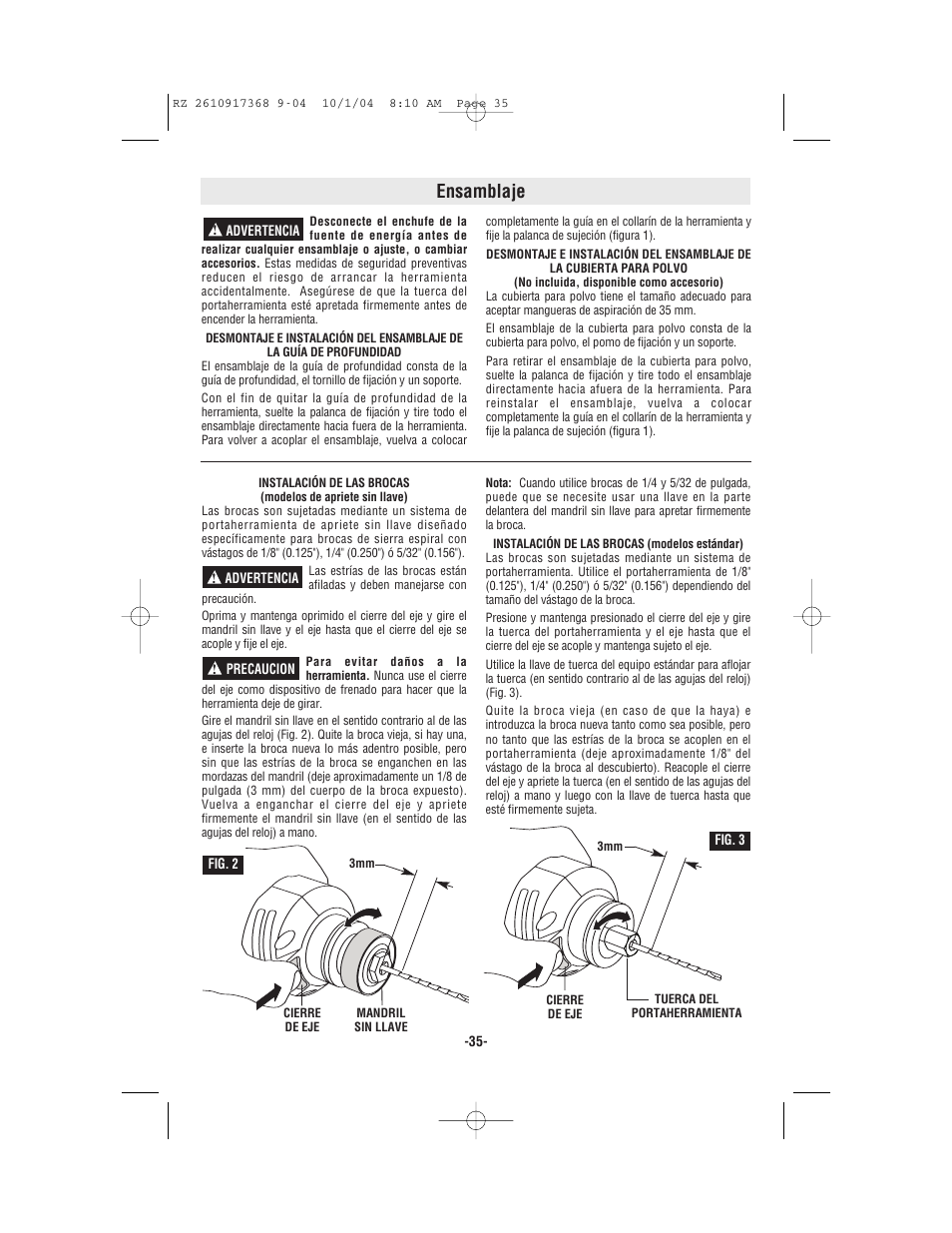 Ensamblaje | Bosch RZ25 User Manual | Page 35 / 44