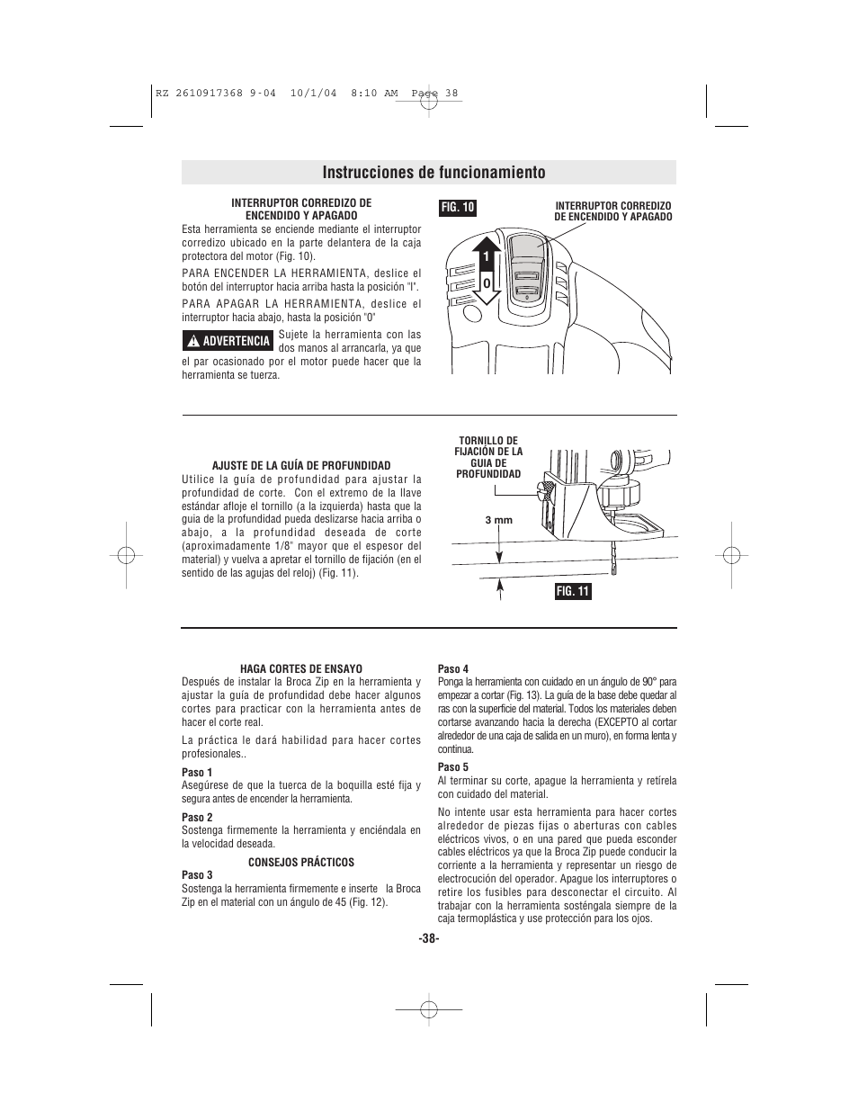 Instrucciones de funcionamiento | Bosch RZ25 User Manual | Page 38 / 44