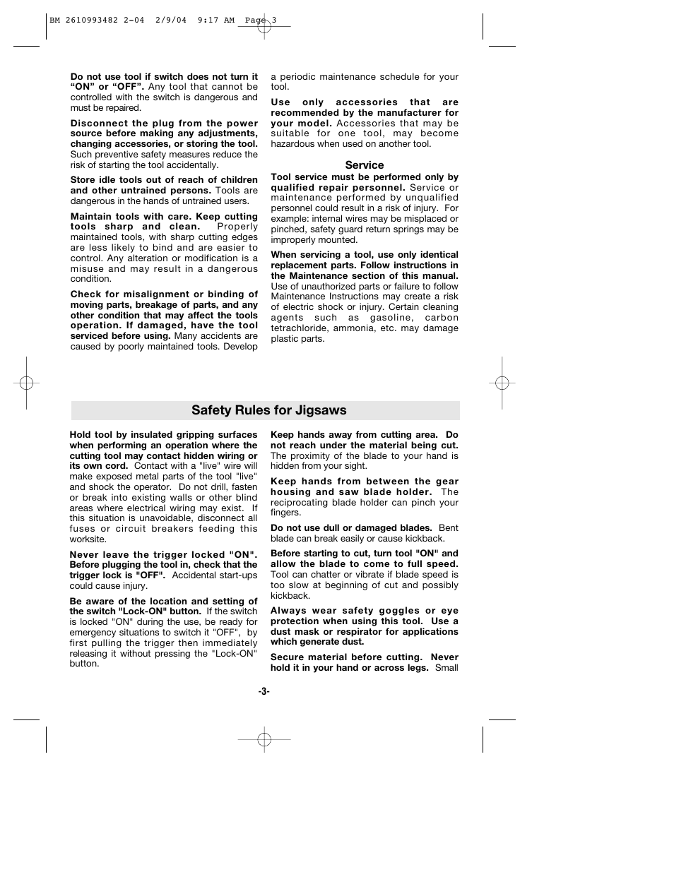 Safety rules for jigsaws | Bosch 1584VS User Manual | Page 3 / 32