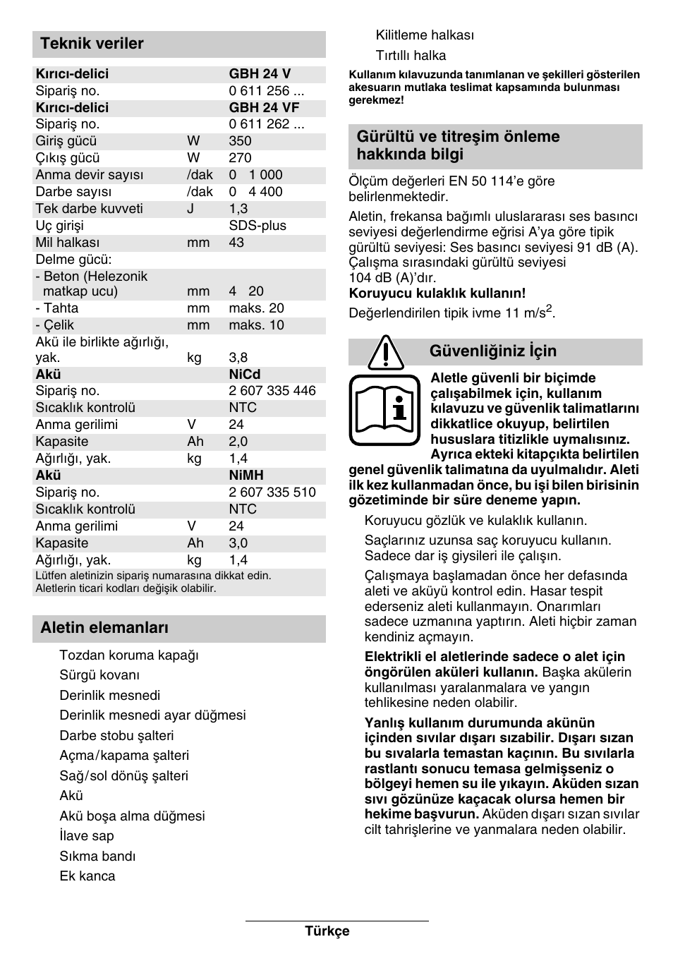 Bosch GBH 24 V User Manual | Page 76 / 82