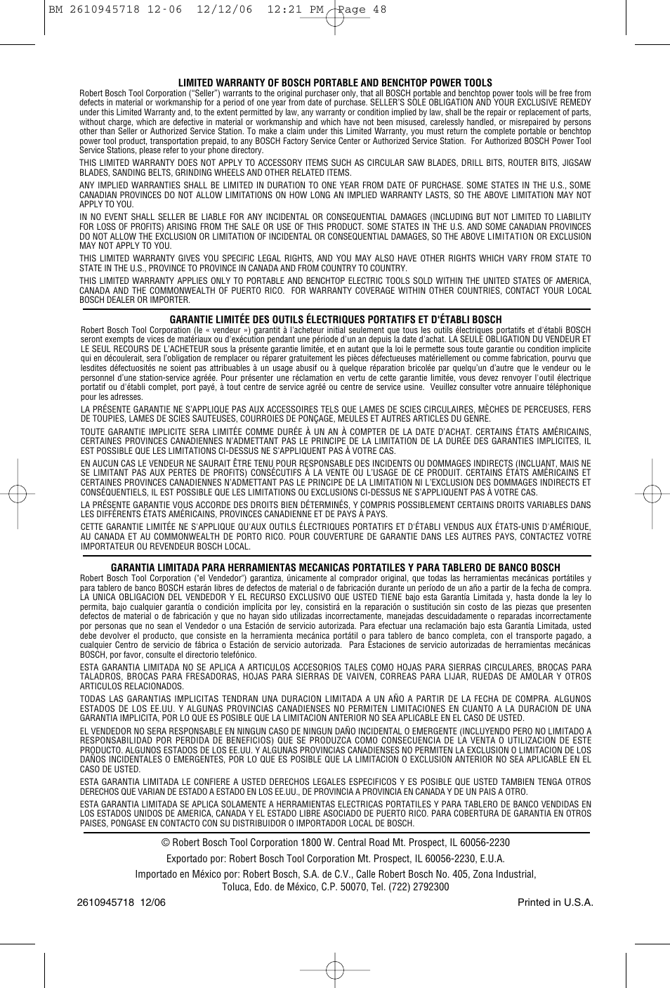 Bosch 1671 User Manual | Page 48 / 48