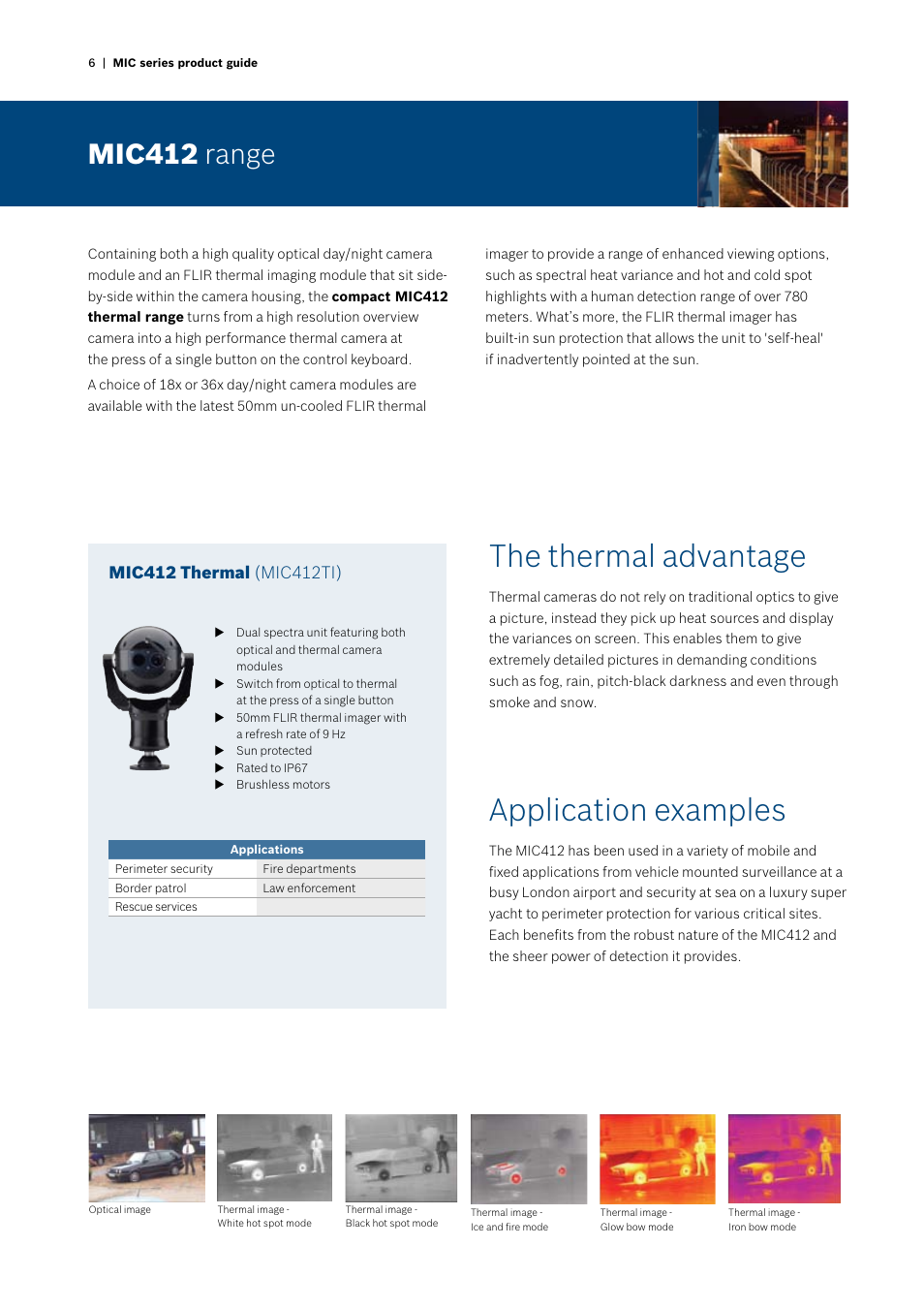 Application examples, The thermal advantage, Mic412 range | Bosch MIC412 User Manual | Page 6 / 20