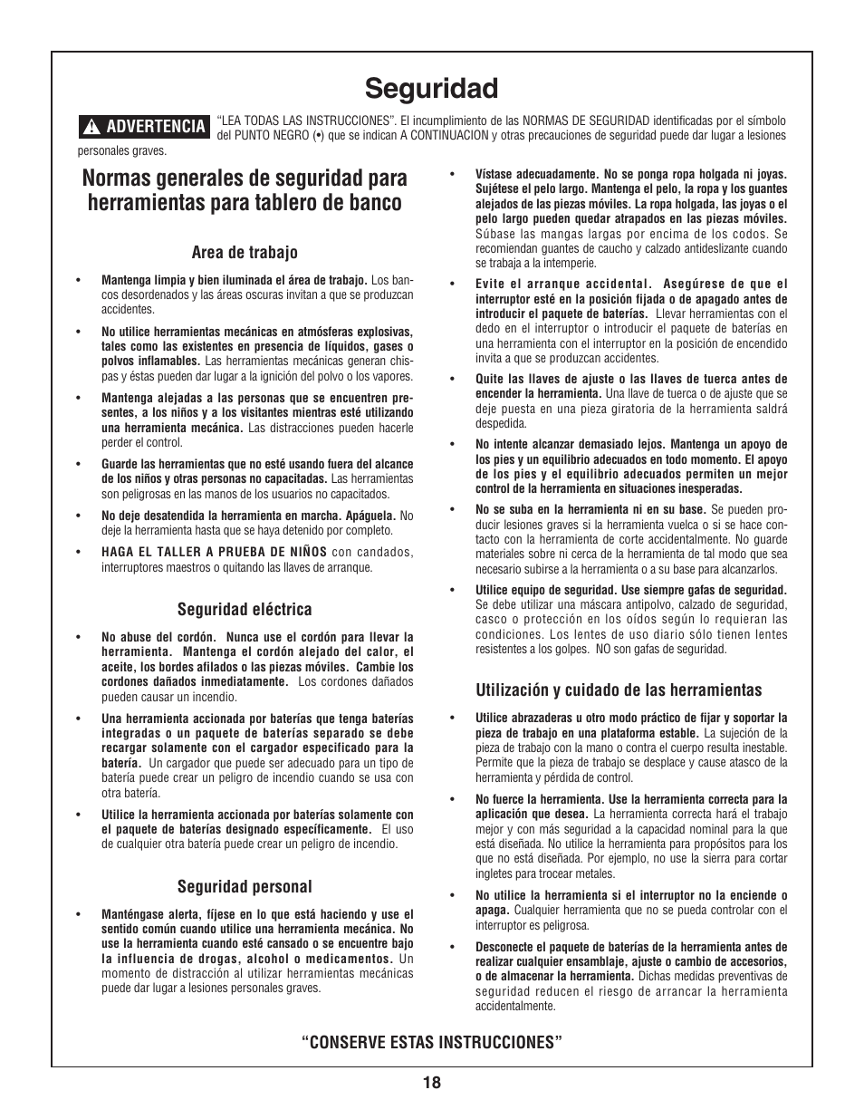 Seguridad | Bosch 3924-24 User Manual | Page 18 / 92
