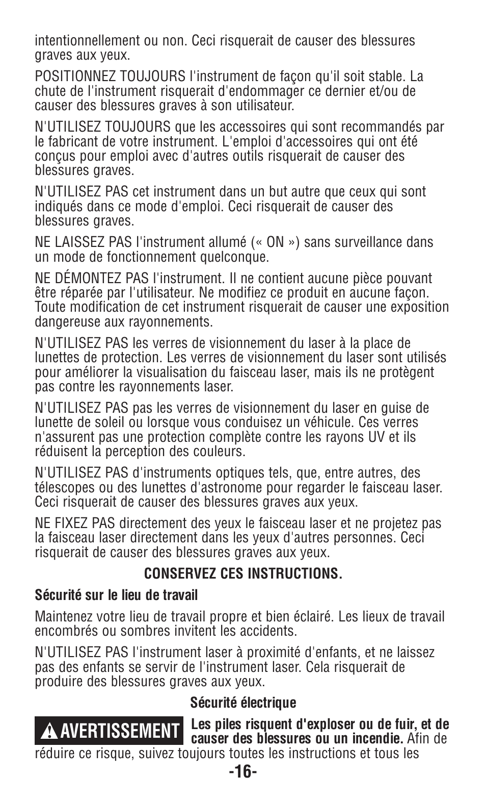 Avertissement | Bosch GPLL5 User Manual | Page 16 / 36