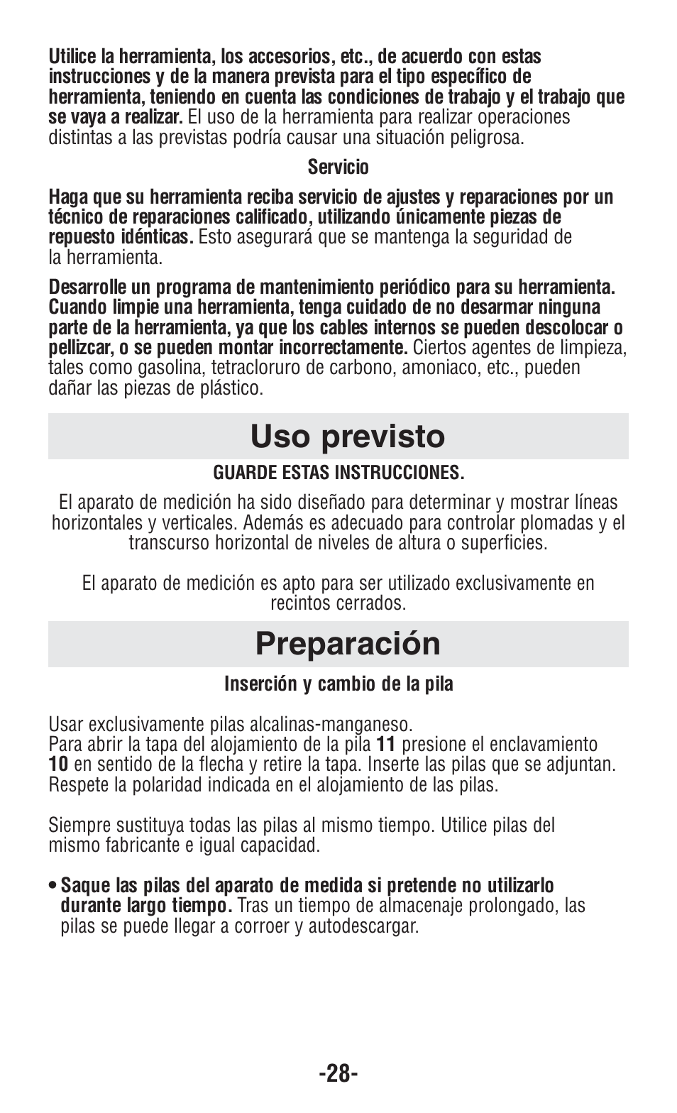 Uso previsto preparación | Bosch GPLL5 User Manual | Page 28 / 36