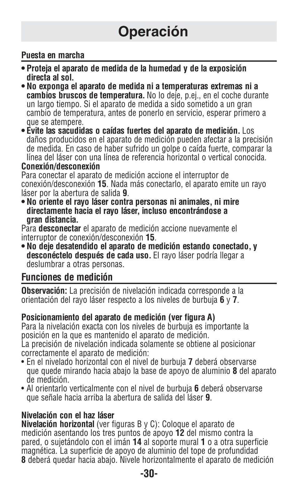 Operación | Bosch GPLL5 User Manual | Page 30 / 36