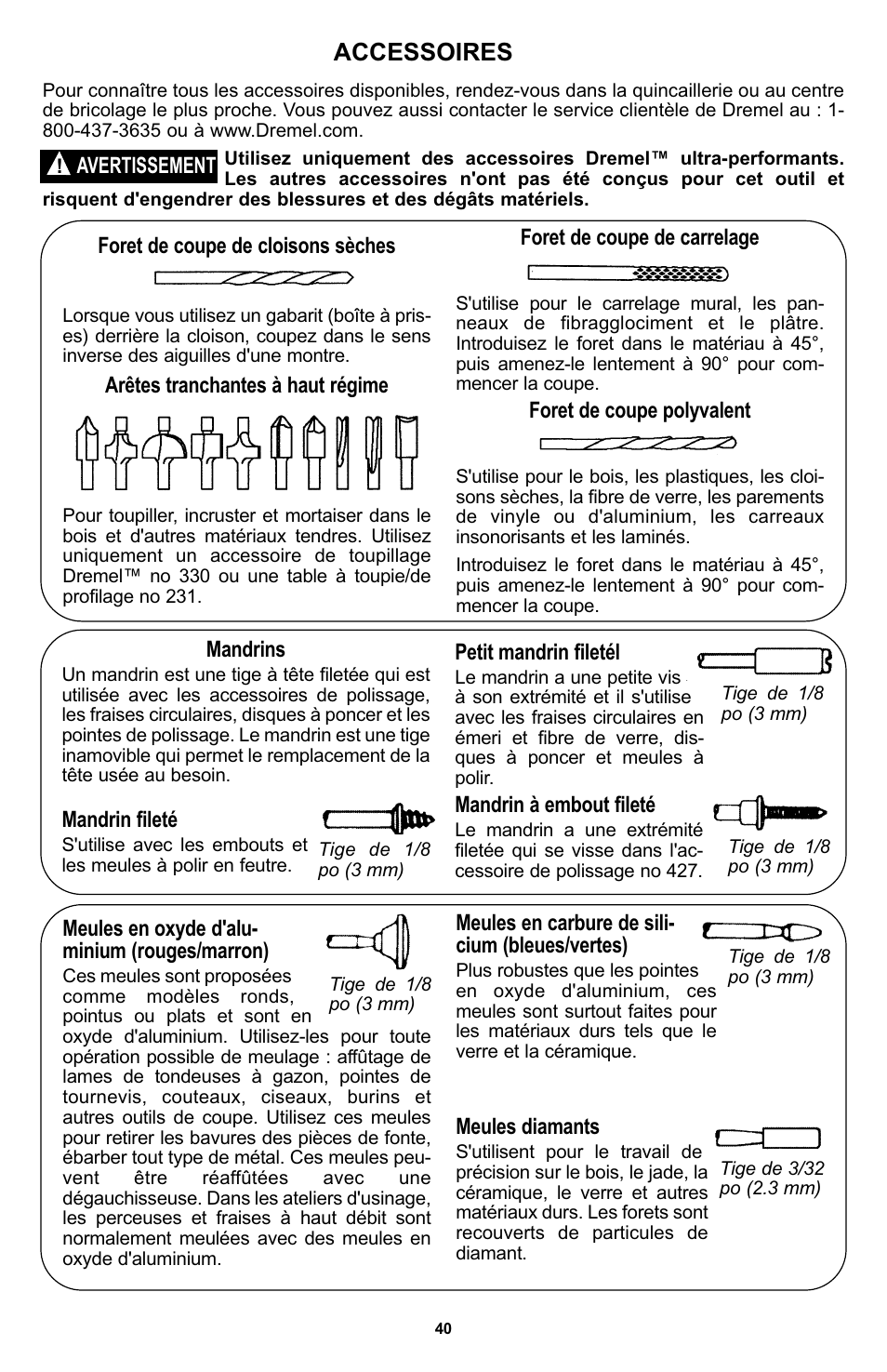 Accessoires | Bosch 400 Series XPR User Manual | Page 40 / 72