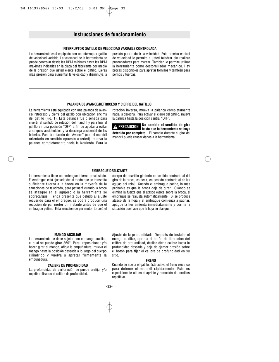 Instrucciones de funcionamiento | Bosch 11524 User Manual | Page 32 / 40