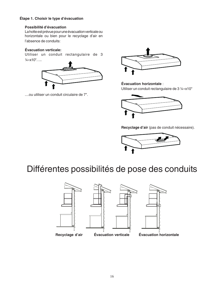 Différentes possibilités de pose des conduits | Bosch DUH User Manual | Page 16 / 32