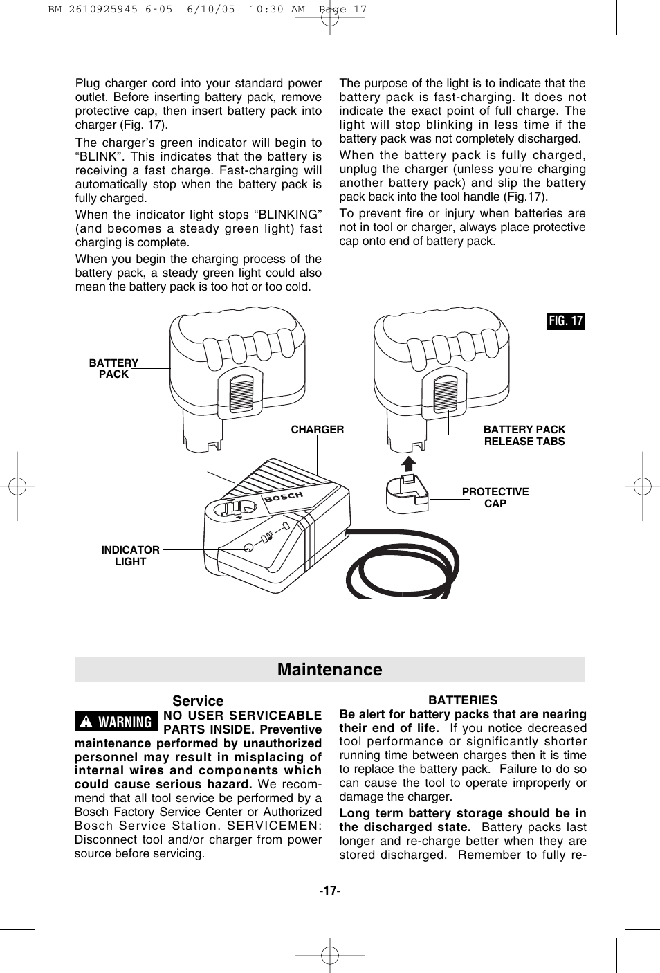 Maintenance | Bosch 1661 User Manual | Page 17 / 56