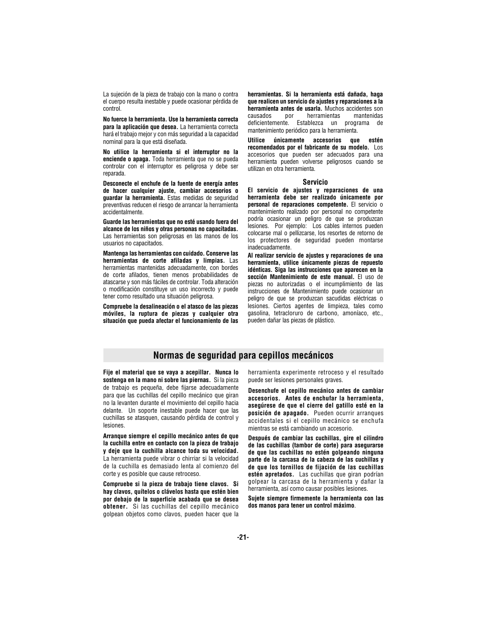 Normas de seguridad para cepillos mecánicos | Bosch 3365 User Manual | Page 21 / 32