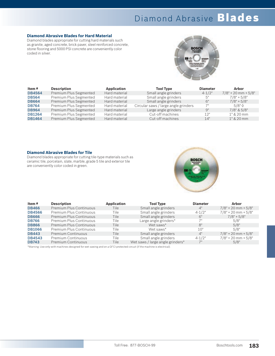 Blades, Diamond abrasive | Bosch 1810PS User Manual | Page 33 / 34