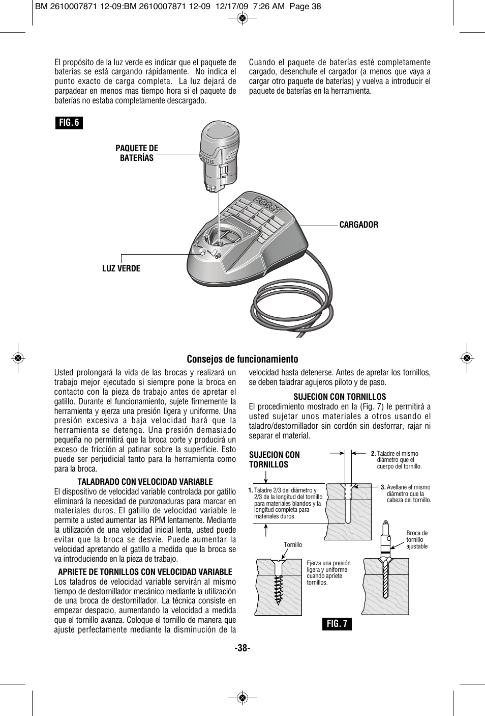 Consejos de funcionamiento | Bosch PS21 User Manual | Page 38 / 44
