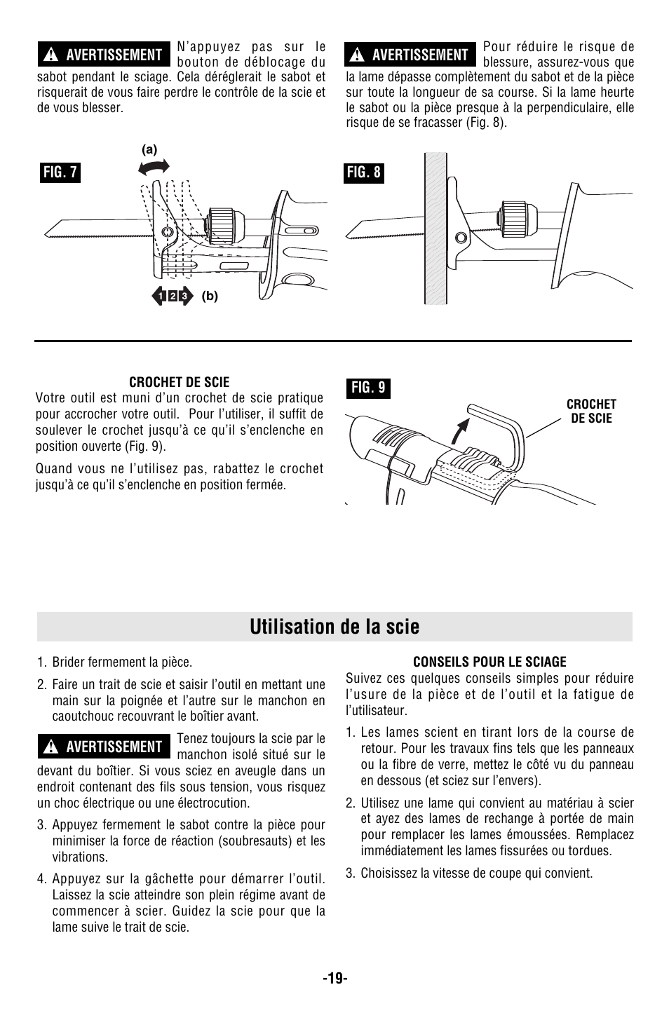 Utilisation de la scie | Bosch RS20 User Manual | Page 19 / 32