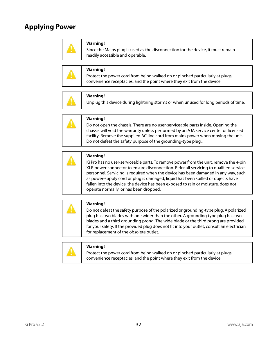 Applying power | AJA Ki Pro User Manual | Page 32 / 110