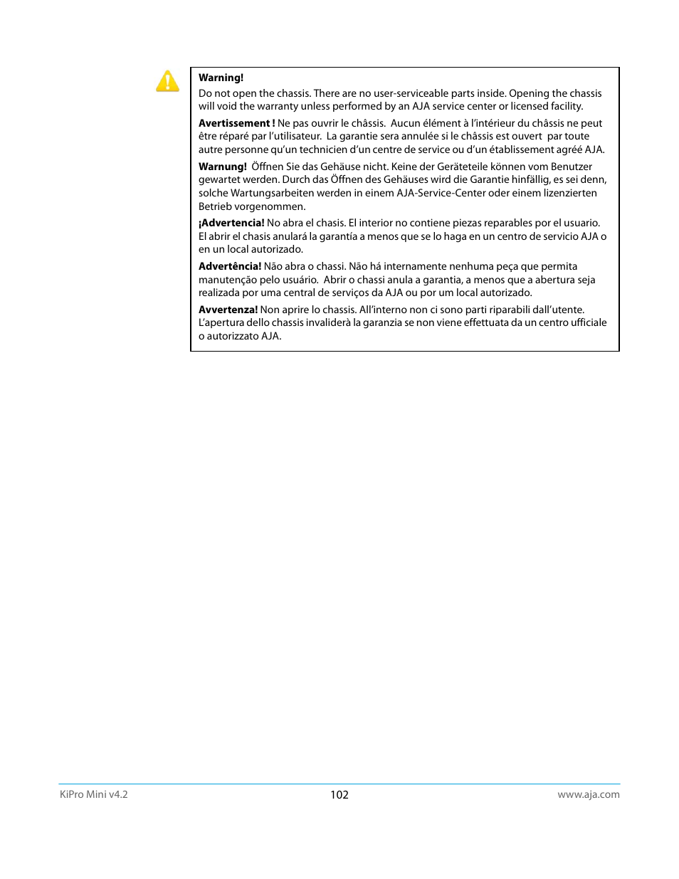 AJA Ki Pro Mini User Manual | Page 102 / 106