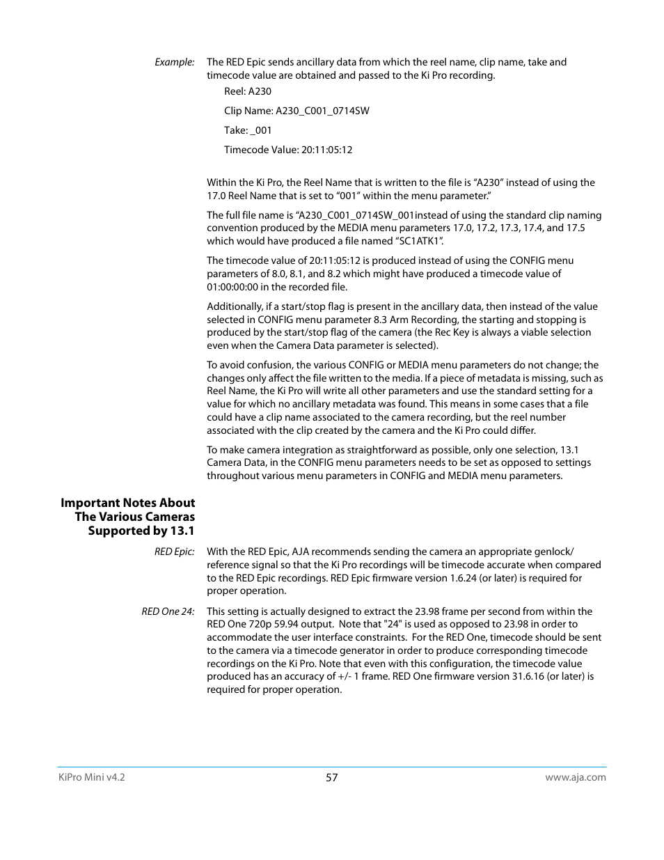 AJA Ki Pro Mini User Manual | Page 57 / 106
