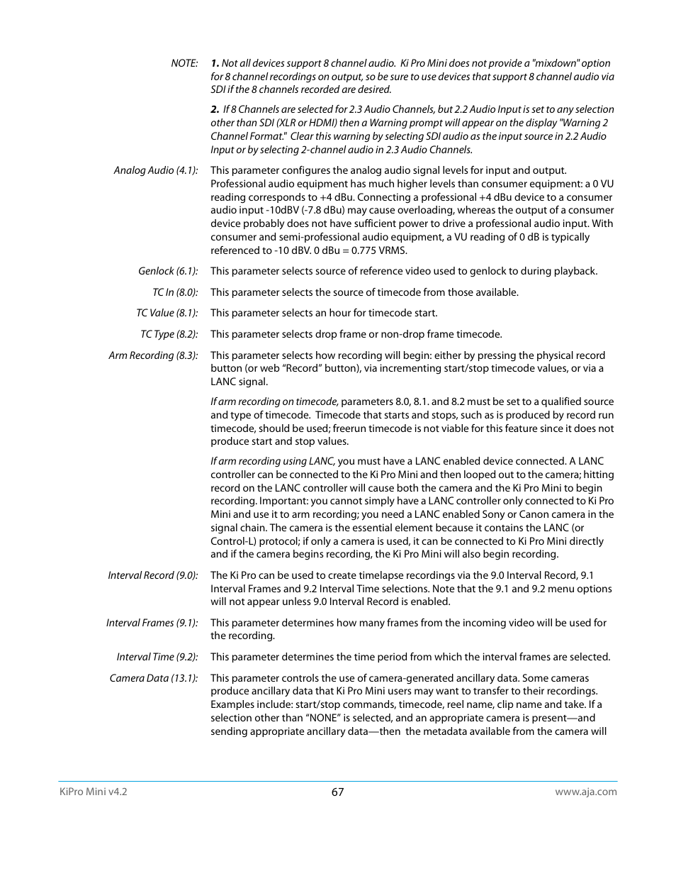 AJA Ki Pro Mini User Manual | Page 67 / 106