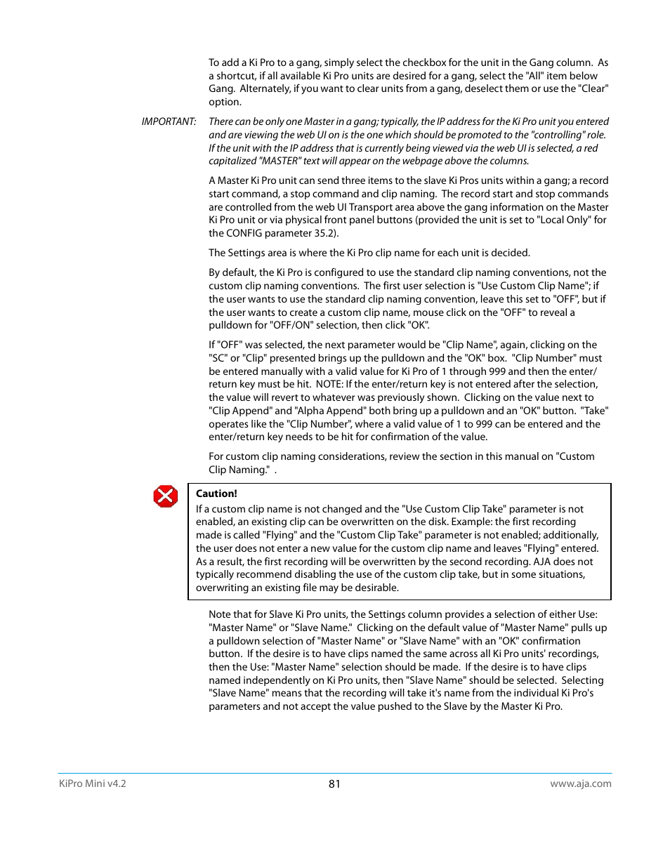 AJA Ki Pro Mini User Manual | Page 81 / 106