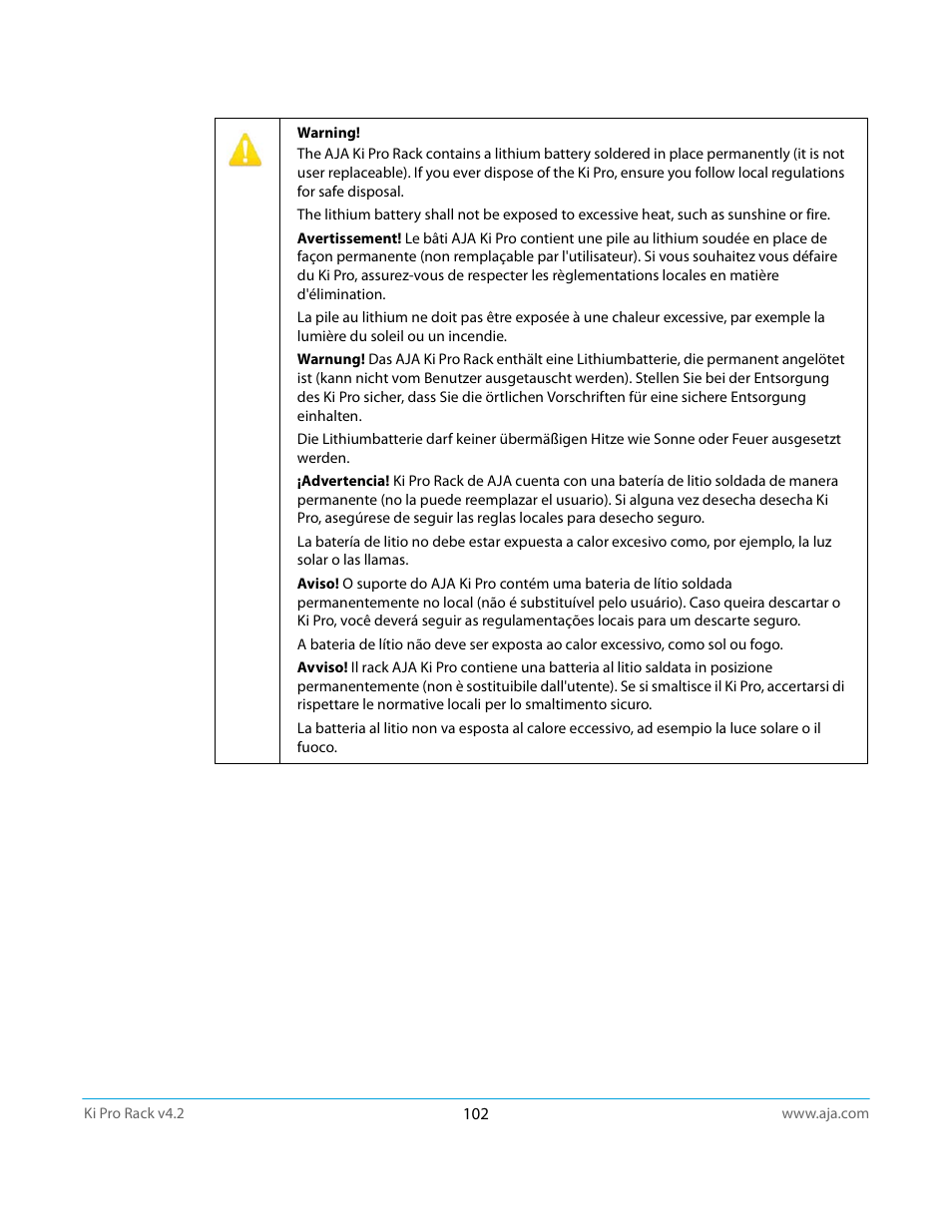 AJA Ki Pro Rack User Manual | Page 102 / 111