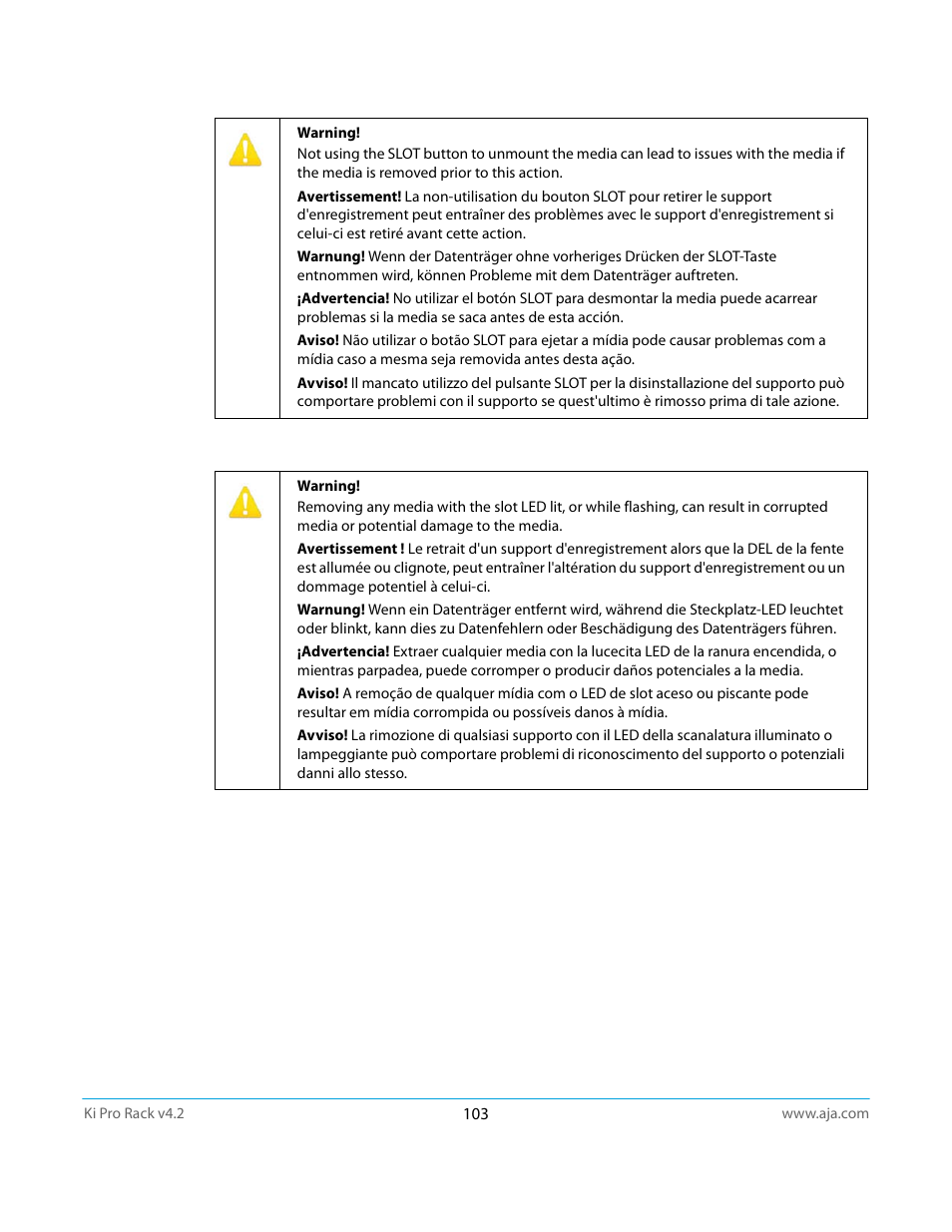 AJA Ki Pro Rack User Manual | Page 103 / 111