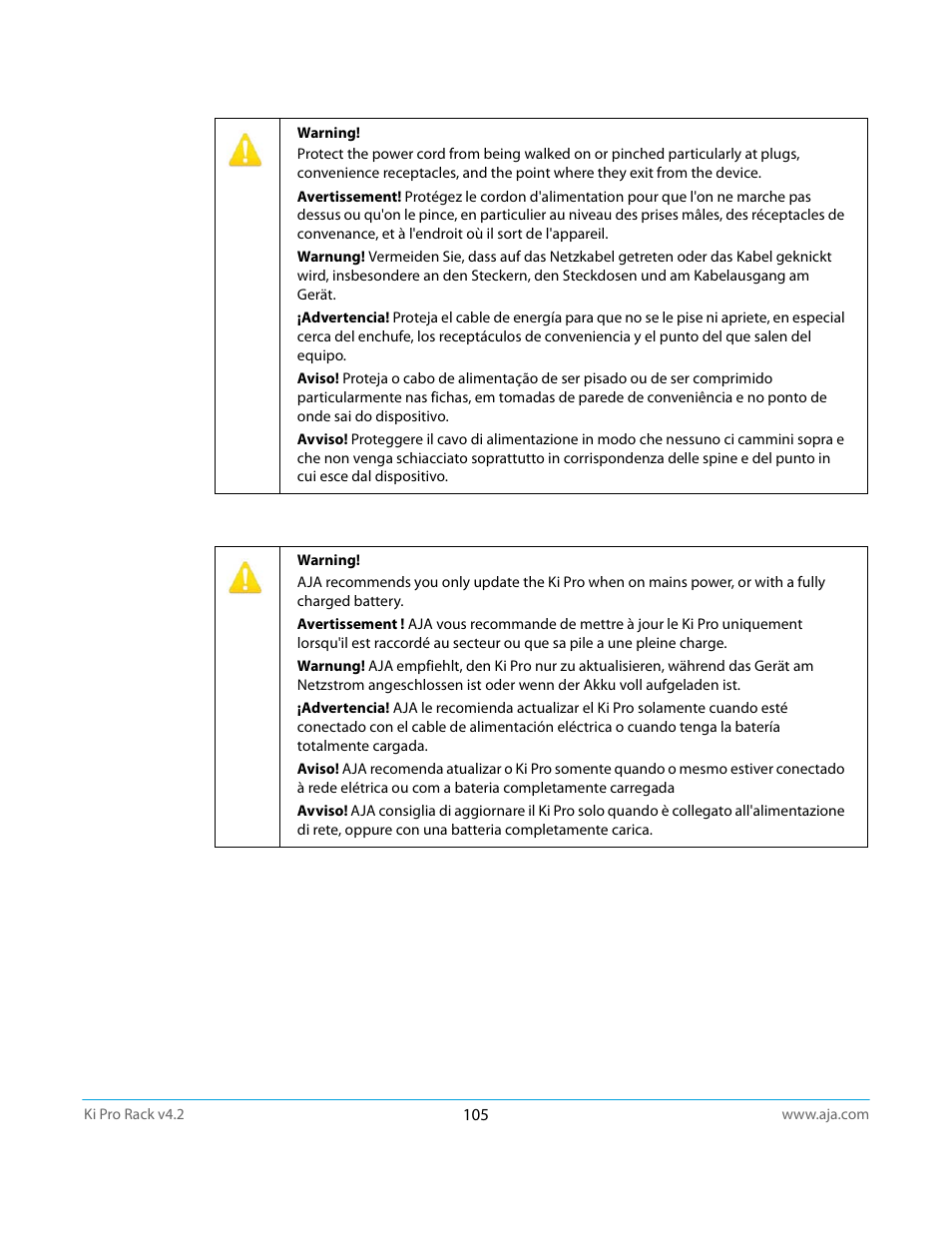 AJA Ki Pro Rack User Manual | Page 105 / 111