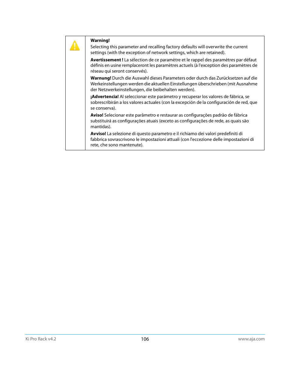 AJA Ki Pro Rack User Manual | Page 106 / 111