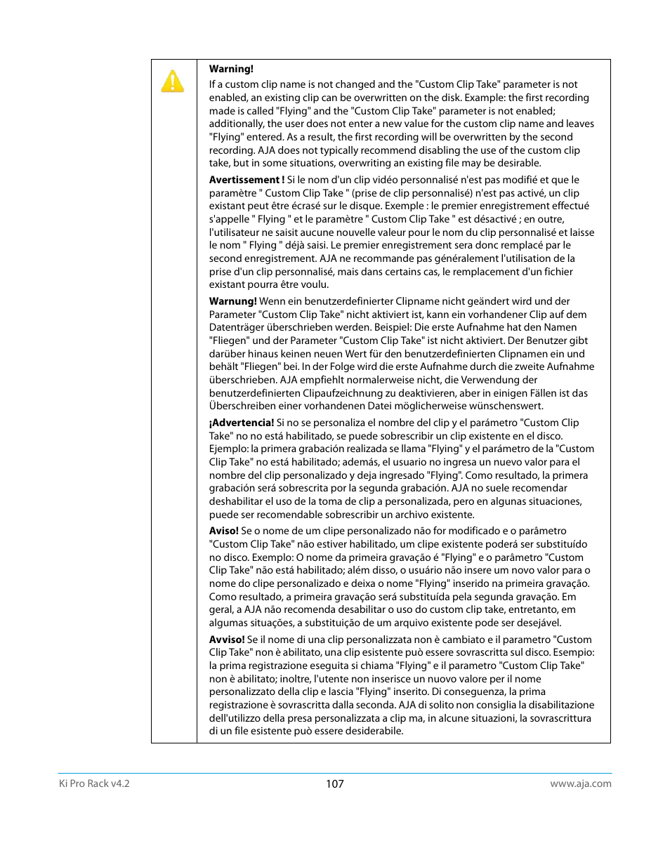 AJA Ki Pro Rack User Manual | Page 107 / 111
