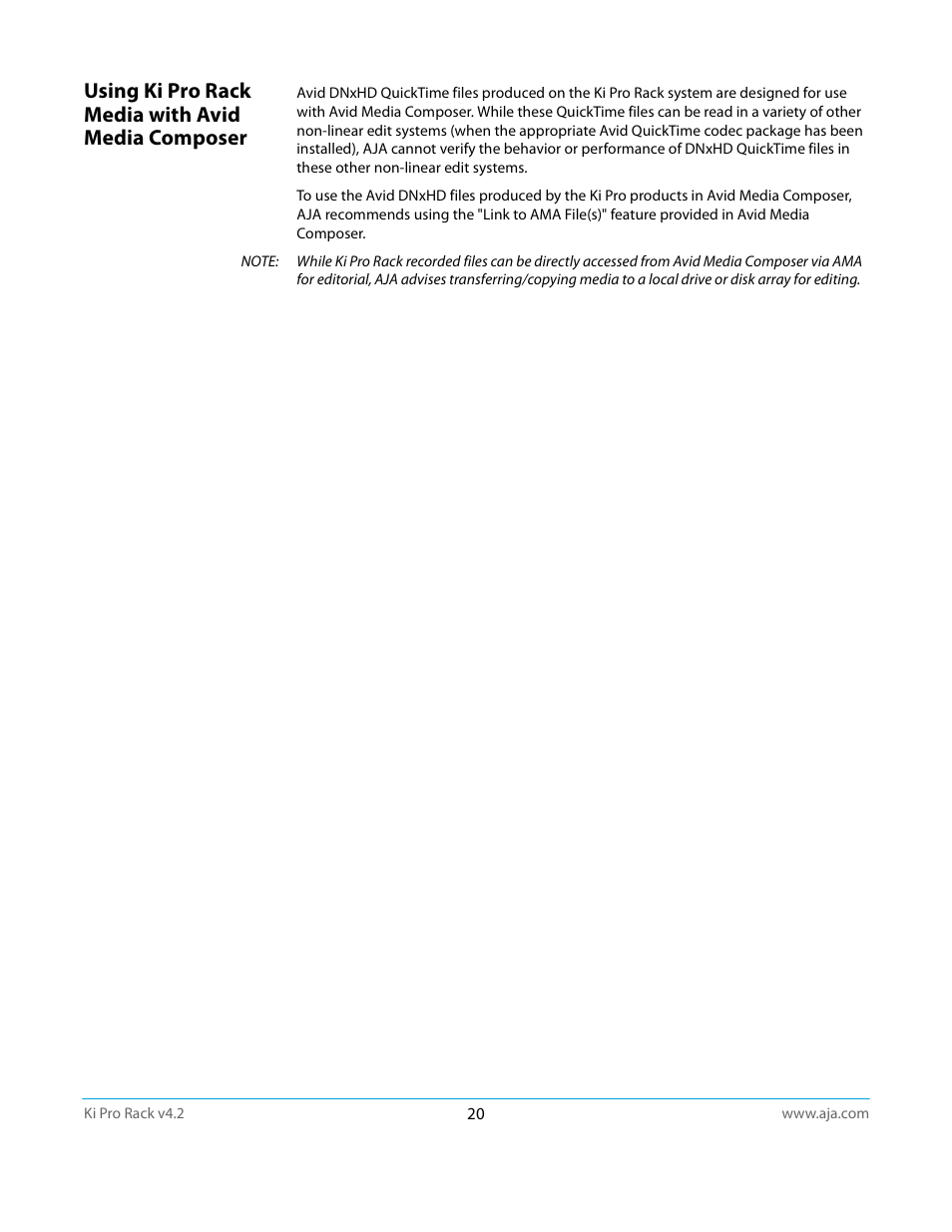 Using ki pro rack media with avid media composer | AJA Ki Pro Rack User Manual | Page 20 / 111