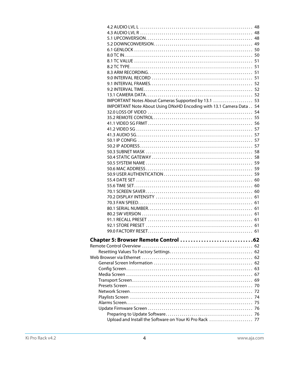 AJA Ki Pro Rack User Manual | Page 4 / 111