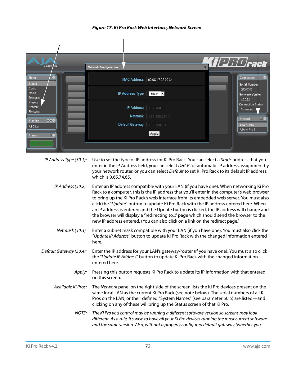 AJA Ki Pro Rack User Manual | Page 73 / 111