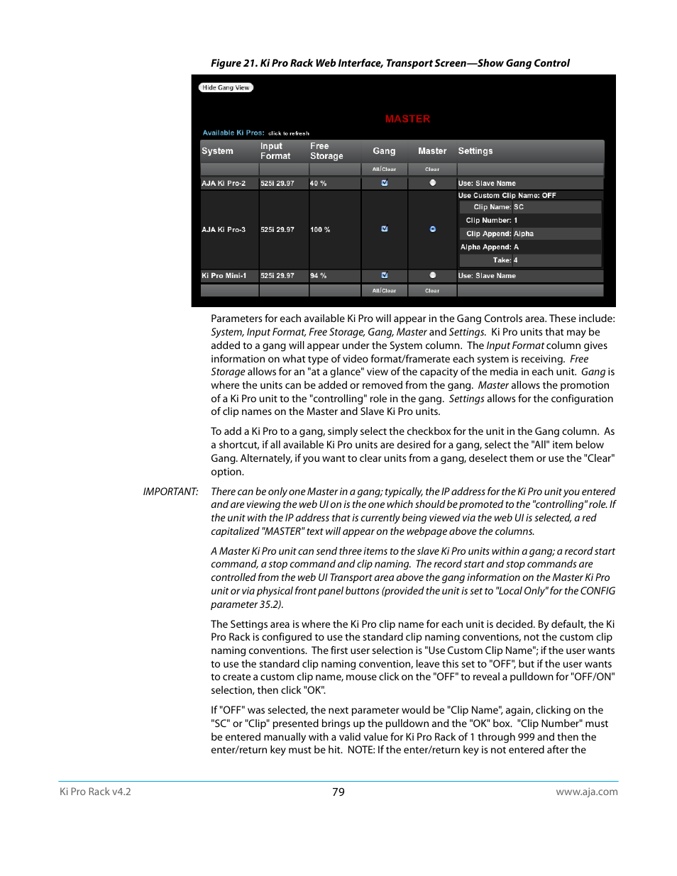 AJA Ki Pro Rack User Manual | Page 79 / 111