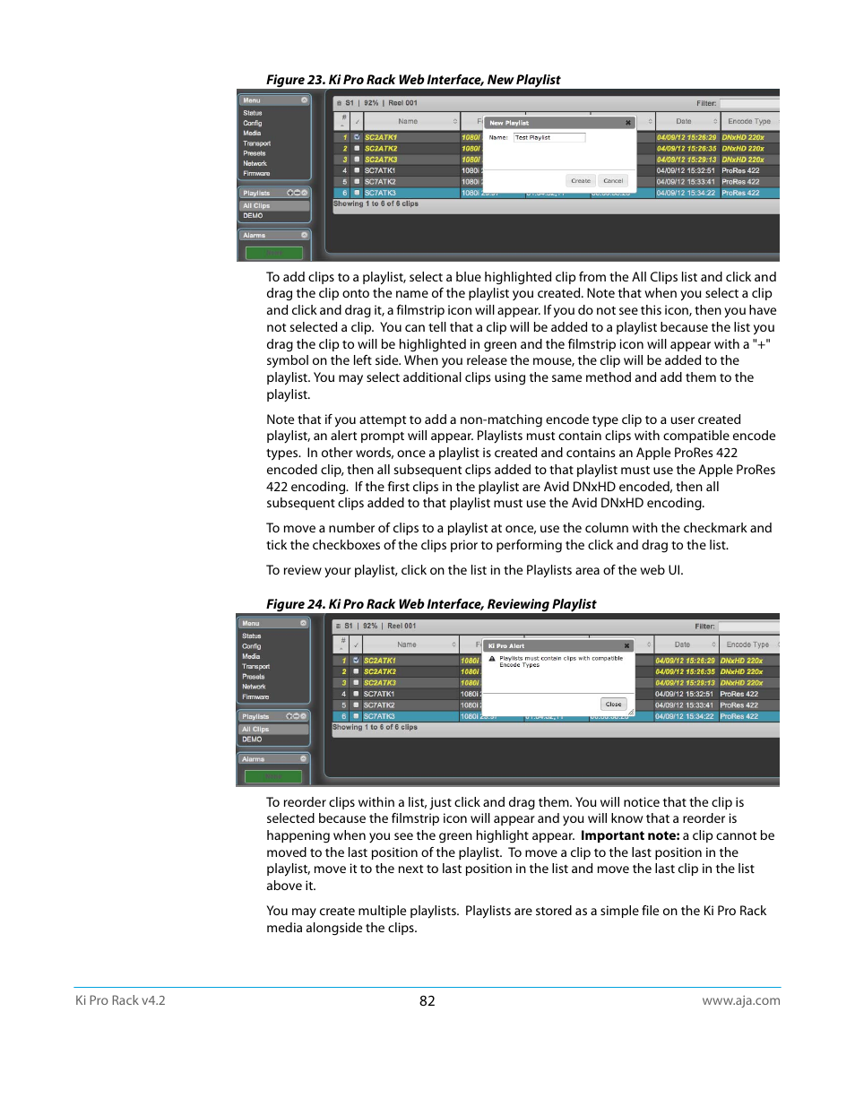 AJA Ki Pro Rack User Manual | Page 82 / 111